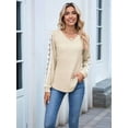thumbnail image 6 of Womens Long Sleeve Shirts V-Neck Tops Business Casual Blouses Tee Trendy 2025 Fall Fashion Outfits Clothes  L, 6 of 8