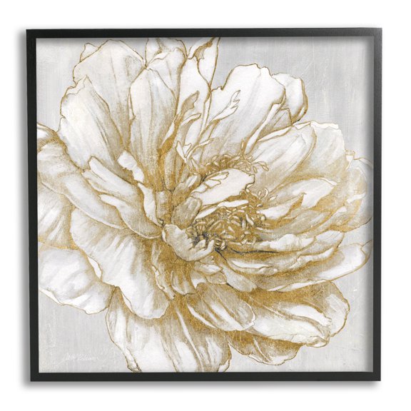 Stupell Industries Modern Glam White Flower Petals Botanical & Floral Painting Black Framed Art Print Wall Art