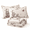 Butterfly Blossom-King, variant on Vintage Beige Queen 4pc Cotton Twill Flannel-like Bedding Sheet Set