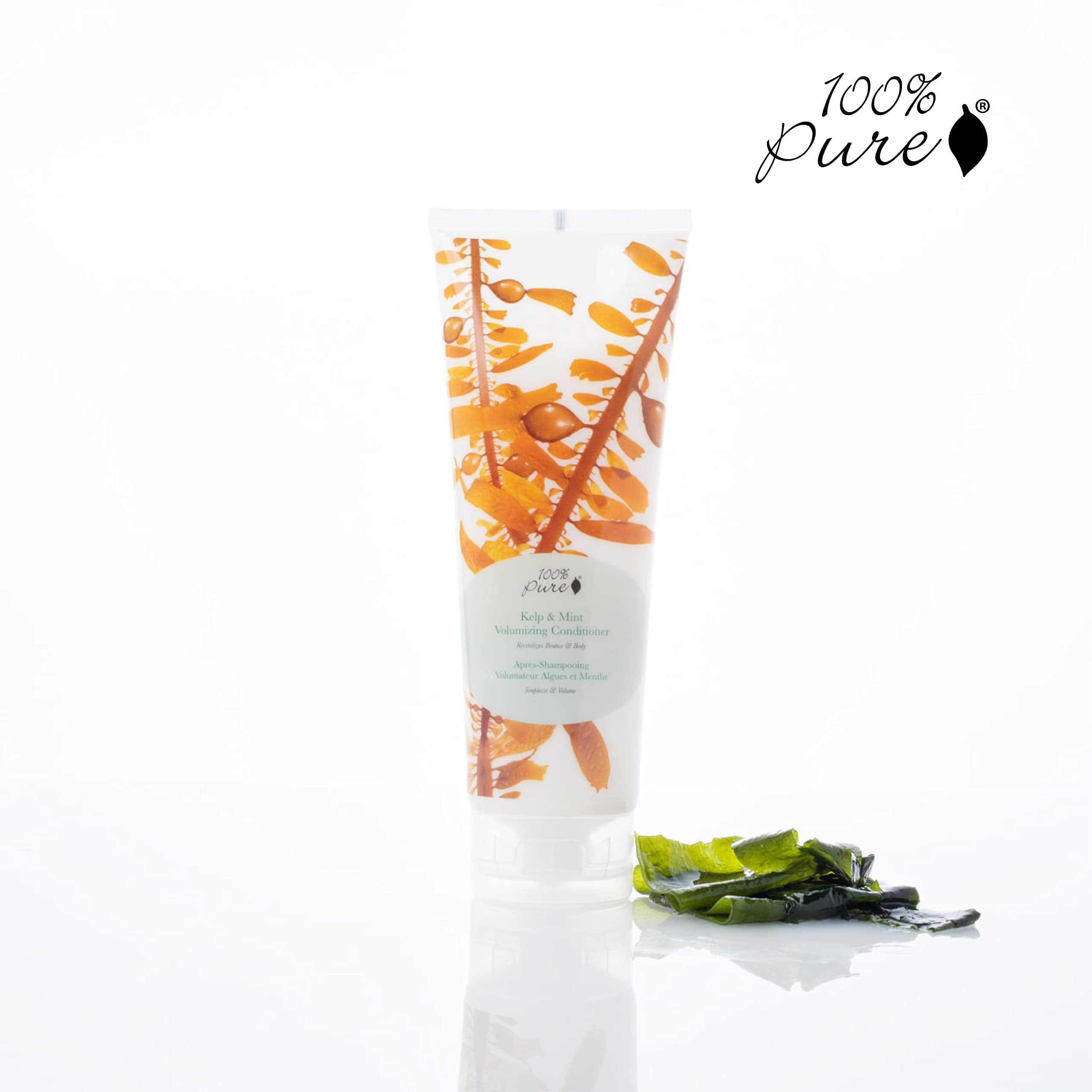 100% PURE Kelp & Mint Volumizing Conditioner Moisturizer & Deep Hydration - Botanical Body Boost for Dry, Damaged Thinning Hair, Promotes Healthy Growth for Women & Men - Sulfate Free - 8 Fl Oz