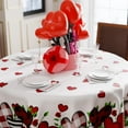 thumbnail image 3 of Romantic Valentines Day Plaid Love Hearts Tablecloth Cloth Round Washable Table Covers for Indoor Outdoor Dining Table Home Party Decorations 60x60 Inch, 3 of 6