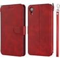 thumbnail image 2 of for iPhone XR Wallet Case with Card Holder Slots,Kickstand Phone Cover Premium Leather Magnetic Closure Slim Flip Shockproof Wrist Strap Case for iPhone XR 6.1",Wine Red, 2 of 14