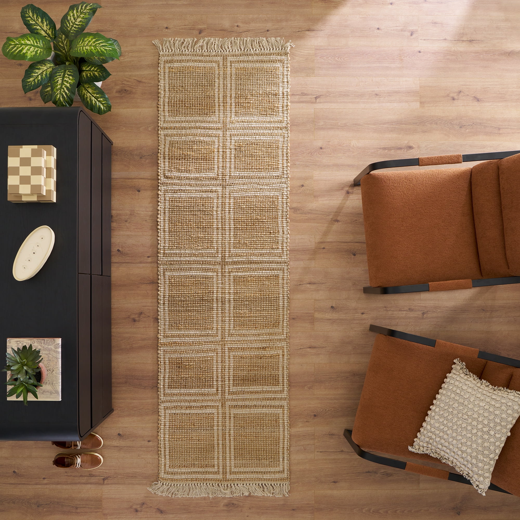 Better Homes & Gardens Ivory & Natural Interlocking Jute 30" x 84" Runner Rug