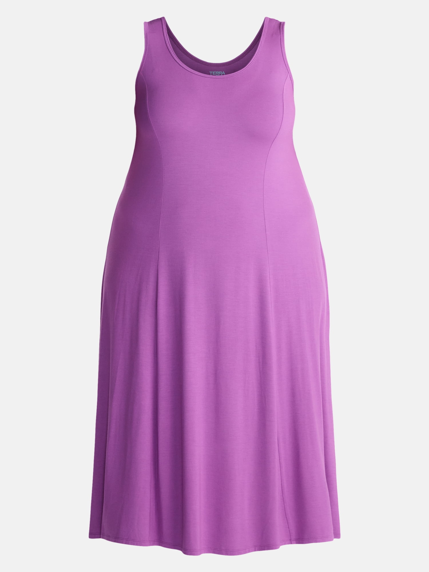 Terra & Sky Women’s Plus Low Scoop Neck Tank Dress, Sizes 0X-5X