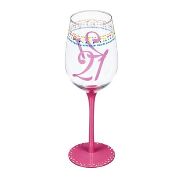 Evergreen Beautiful 21st Birthday Color Changing Wine Glass - 3 x 3 x 10 Inches