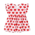 thumbnail image 3 of Coerni Robe Imprimée Cœur Mignonne pour Filles Été Manches Courtes à Volants Robe de Fête d'Anniversaire Col Rond Robe Décontractée avec Nœud, 3 of 8