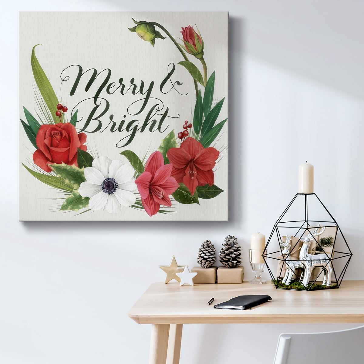 Christmas Flora Wreath II- Gallery Wrapped Canvas