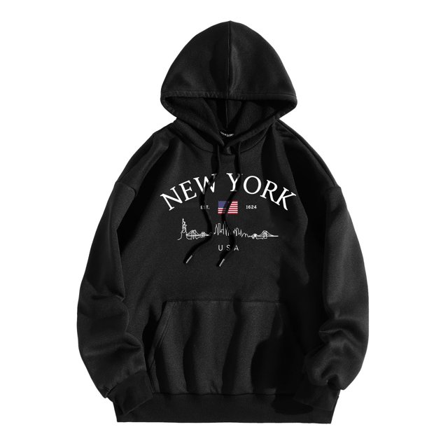 WEAIXIMIUNG Sweat-Shirt Habillé pour Femmes Décontracté Col Rond avec Poche Imprimé Lettres Anglaises