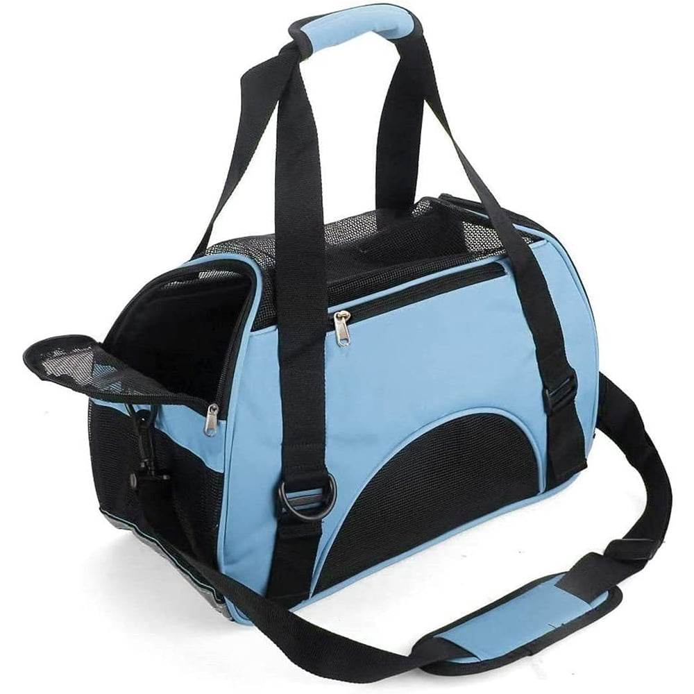 ZaneSun Cat Carrier,Soft-Sided Pet Travel Carrier for Cats,Dogs Puppy Comfort Portable Foldable Pet Bag Airline Approved(blue)