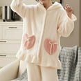 thumbnail image 6 of Winter Flannel Pajama Sets for Women Cute Bunny Ear Long Sleeve Hooded Tops Nightwear and Pants Loungewear Soft Pjs Set Womens Clothes, 6 of 7