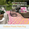 thumbnail image 4 of Wonnitar 9x12 Outdoor Rugs, Waterproof Plastic Portable Patio Rug, Large Reversible Camping Carpet, Modern Orange Pink Carpets for Balcony Beach, 4 of 8