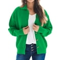 thumbnail image 5 of Womens Button Up Cardigan Sweaters Chunky Knit Long Sleeve Lapel Collared Tops Fall Winter Fashion Clothes Green L, 5 of 7
