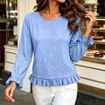 thumbnail image 5 of jjayotai Womens Long Sleeve Shitrs Fall Tshirts Ruffle Flowy Crew Neck Dressy Casual Blouses 2026 Trendy Cute Work Outfits, 5 of 6
