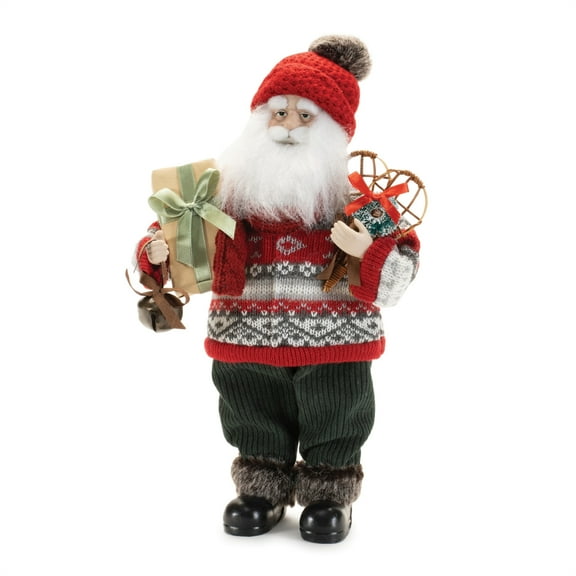 Melrose International Santa w/Snowshoes 12.5"H Fabric/Plastic