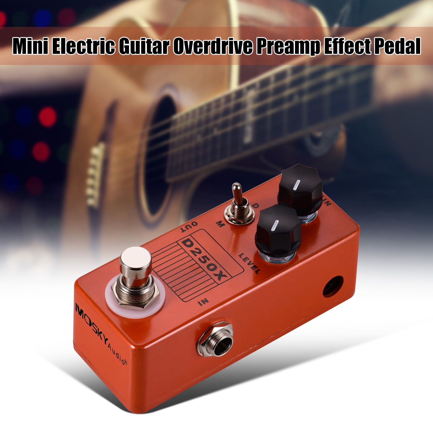 MOSKYAudio D250X Compact Electric Guitar Preamp Overdrive Effect Pedal - 2 Models, Encased in Full Metal Shell with True Bypass