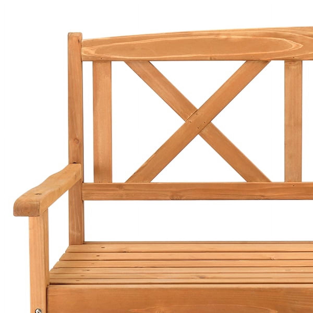 Burlywood Folding Fir Wood Patio Chair - Space Saving Outdoor Lounger w/Slanted Seat & Wide Arms for Deck, Garden