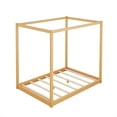thumbnail image 5 of Churanty Wood Full Size Canopy Platform Bed Frame with Support Legs,Natural, 5 of 9