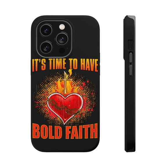 DistinctInk Tough Case for Apple iPhone 15 PRO (6.1" Screen), Compatible with MagSafe Charging - It's Time To Have Bold Faith