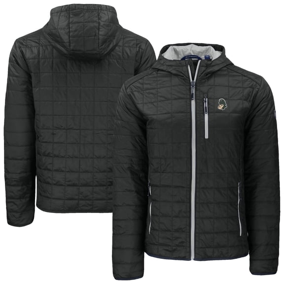 Men's-Cutter & Buck Black Michigan State Spartans Rainier Eco PrimaLoft Hooded Full-Zip Jacket