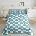 thumbnail image 2 of Erosebridal Cute Bowknot Bow Bedding Comforter Set, Blue Buffalo Grid Down Comforter, Reversible 2 Pieces, 2 of 8