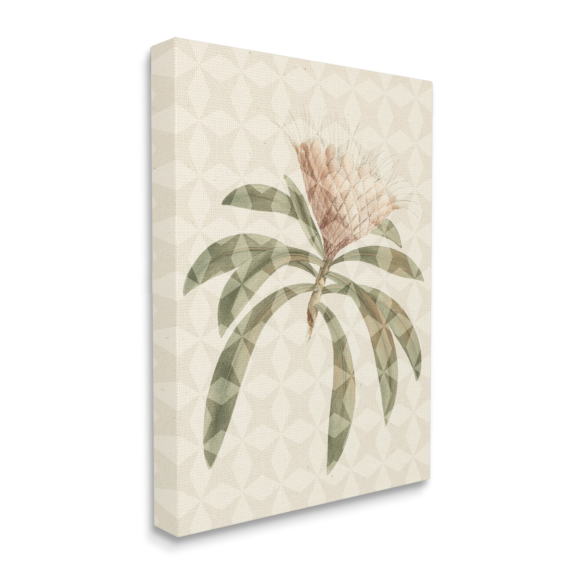 Stupell Industries Natural Geometric Patterned Plant Green Leaves Blossom Canvas Wall Art, 30 x 40, Design by Lil' Rue
