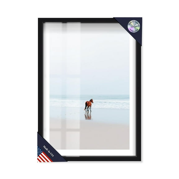 Brown Horse by the Sea Shadowbox Print Coastal Art Prints by Notoriart, Black Frame, 11 x 16