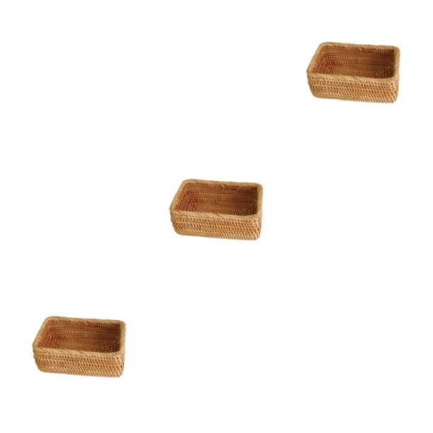 Organizador de almacenamiento Inteprter hecho a mano de madera con Cesta de almacenamiento de mimbre natural