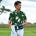 thumbnail image 3 of Yiaed Christmas tree green plaidPrint Men's Short Sleeve Polo Shirt,Golf Polo for Men Three-Button Golf Shirt Athletic Casual Collared T-Shirt- Small, 3 of 7