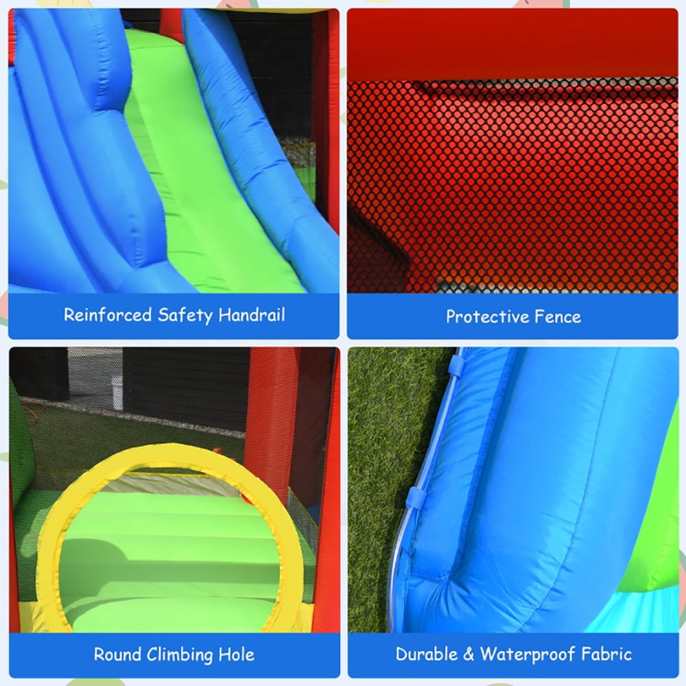 Aimee Lii Inflatable Bounce House Splash Pool with Water Climb Slide Blower included, Bounce House Water Slide for Kids 5-10