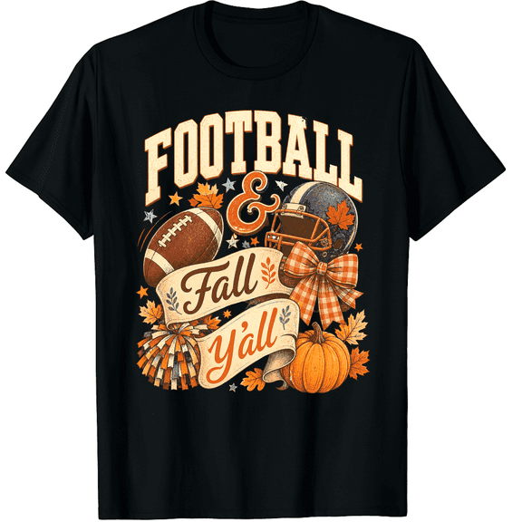 KeHetSoft Unisex Fall Football Game Day Cotton Graphic T-Shirt