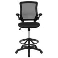 thumbnail image 6 of Emma + Oliver Mid-Back Black Mesh Ergonomic Drafting Chair with Foot Ring and Flip-Up Arms, 6 of 12