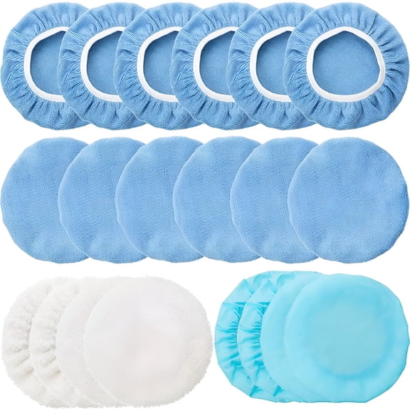 CURYMAY 2026 New 20 Pieces Car Orbital Buffer Polisher Pad Bonnet Microfiber Bonnet Polishing Bonnet Buffing Pad Cover (7-8 Inches)