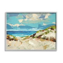 Stupell Industries Modern Beach Landscape Painting Gray Framed Art Print Wall Art, Design by Trevor Copenhaver