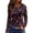 Navy, variant on Women Halloween Pumpkin Face Print Long Sleeve T-Shirt, Spooky Side Split Crewneck Casual Autumn Fall Top for Daily Wear, Work, and Holiday Parties, Black S