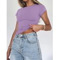 thumbnail image 2 of Crop Workout Tops for Women Pack Summer Short Sleeve Gym Athletic Compression Shirts Cute Tight Basic Tops Tee, 2 of 6