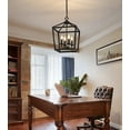 thumbnail image 6 of Farmhouse Rustic Black Lantern Chandelier Hanging Light Fixture 4-Lights for Kitchen Island Dining Room Hallway Entryway Foyer UL Listed, 6 of 18