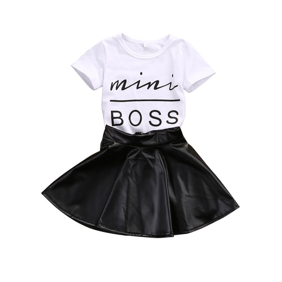 Sonducket 2 uds. Ropa de bebé, conjunto de camiseta de manga corta para niña, camiseta, conjuntos de ropa Blanco negro 80cm