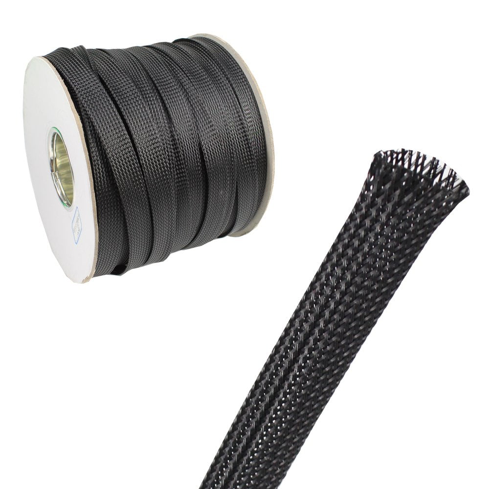 Black PRO POWER 6mm Diameter 100m PVC Cable Sleeving 