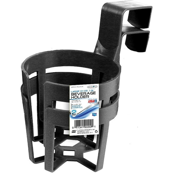 Custom Accessories 92200 Large Plastic Cup Holders, Black, Pack Of 2