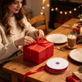 thumbnail image 4 of Christmas Satin Ribbon Rolls,72.18Ft Gold Foil Merry Christmas Printed Fabric Ribbon, Holiday Gift Wrapping Ribbon, Xmas Tree Wreath Garland Bow Making Ribbon for Home Seasonal Party Decoration, 4 of 4