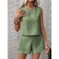 thumbnail image 6 of Women'S 2 Piece Vacation Outfits Sleeveless Tank Top and Matching Shorts Sets Green L, 6 of 10