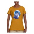thumbnail image 2 of Wolf Howling at the Moon | Womens Animal Lover Graphic T-Shirt, Gold, Large, 2 of 3