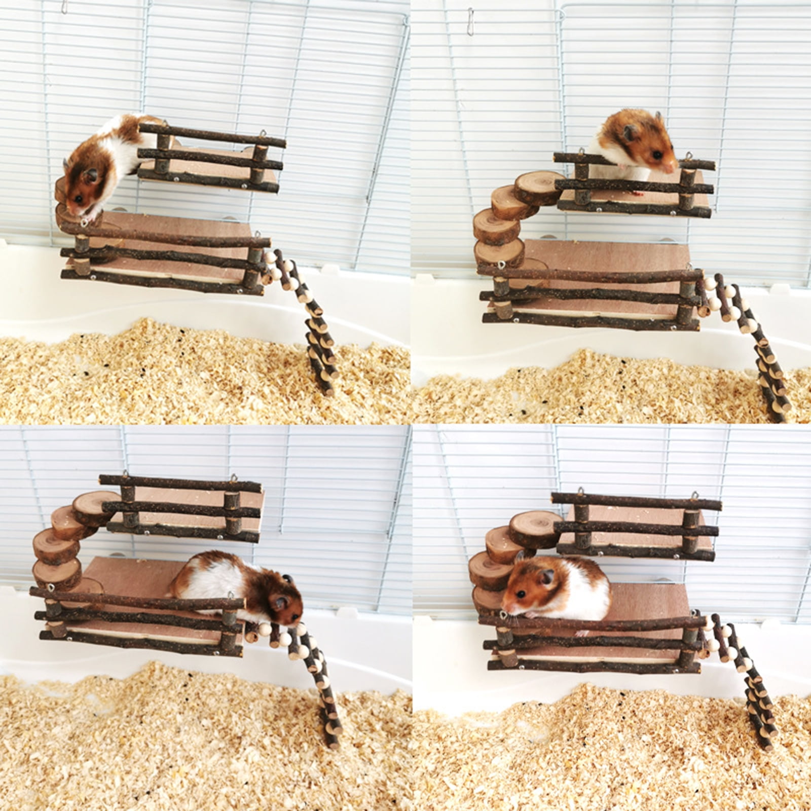 BQBQERT Hamster Wood Platform Small Animal Climbing Ladder Bridge Set for Dwarf Hamsters Sugar Gliders