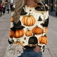 thumbnail image 2 of Pull pour Femmes Imprimé Col Rond Sweat-Shirt Ajusté Pull Mode Manches Longues Chemises d'Entraînement Blouse Ample, 2 of 4