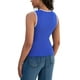 thumbnail image 3 of ATHLECHIC Camisetas de punto acanalado para mujer, con bloque de color, ajustadas, de cuello redondo, chalecos de verano casuales, S Azul Real Blanco, 3 of 5