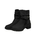 thumbnail image 2 of Wowcloth Women's Fashion Casual Side Zipper Ankle Boots – Wrinkle Round Toe Mid Heel Mid Calf Boots for Daily Wear, 2 of 7