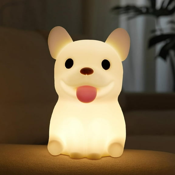 Cute Bulldog Light - Silicone Dog Lamp, Rechargeable, Perfect for Desk, Table, Living Room, Bedroom & Office Decor
