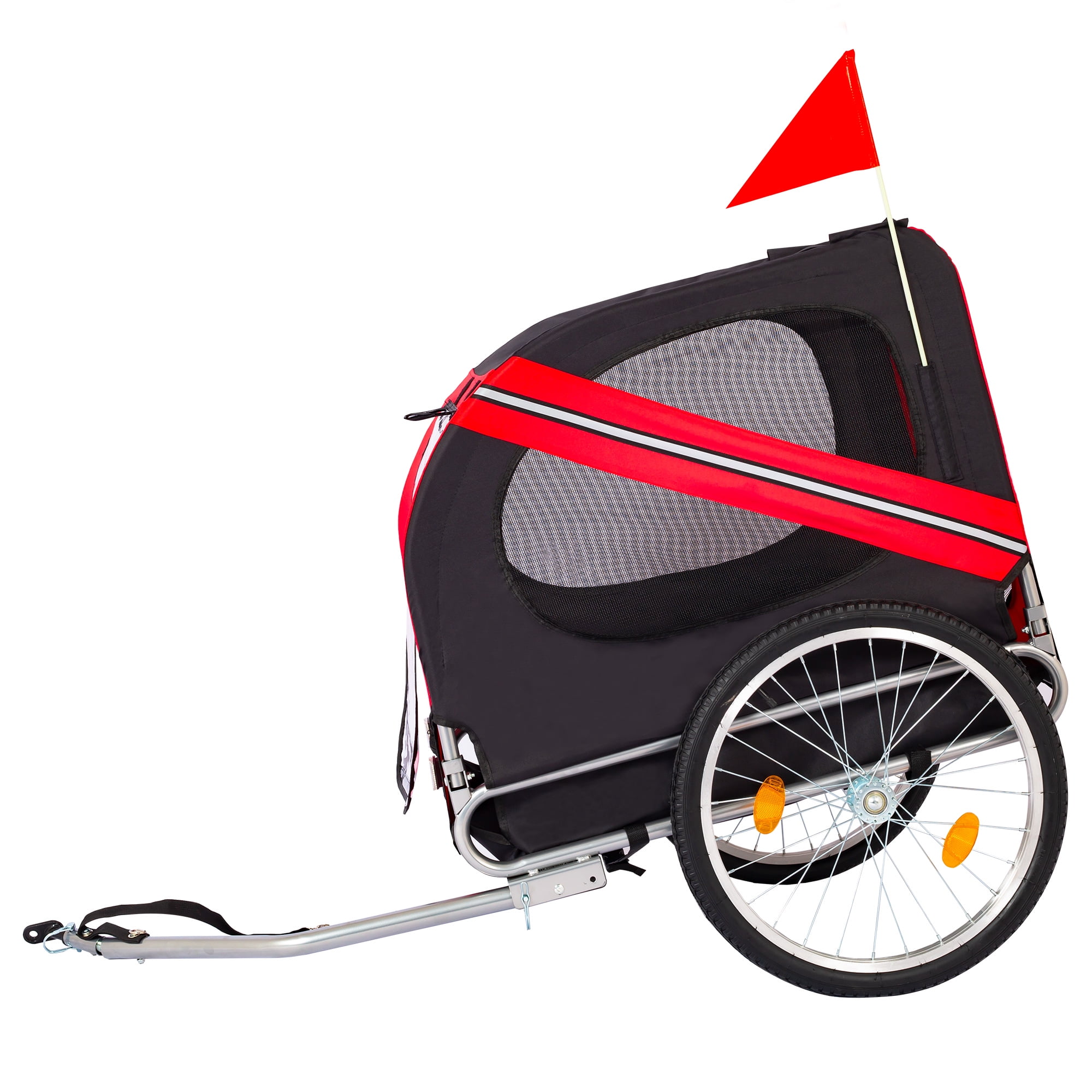Pefilos 2 in 1 Dog Bike Trailer for Small and Medium Dogs, Pet Stroller Bicycle Carrier w/Hitch, Suspension, Visibility Flag and Reflectors, 55lb Weight Capacity, Red Pefilos 2 in 1 Dog Bike Trailer for Small and Medium Dogs, Pet Stroller Bicycle Carrier w/Hitch, Suspension, Visibility Flag and Reflectors, 55lb Weight Capacity, Red