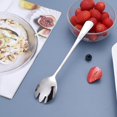 thumbnail image 3 of 2 cucharas de ensalada de acero inoxidable, tenedores de ensalada, cucharas de ensalada de frutas de una pieza, color negro, 3 of 5