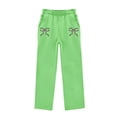 thumbnail image 5 of CPNG Toddler Girls Sportswear Set Teen Girls Long Sleeve Bow Print Hoodie Sweatshirt and Sweatpant 2 Pcs Outfits Set(Green,7-8 Years), 5 of 8